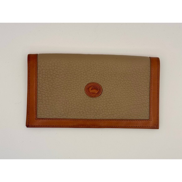 NWT Vintage Dooney Bourke All Weather Leather Checkbook Holder Wallet Tan Brown - Picture 1 of 8